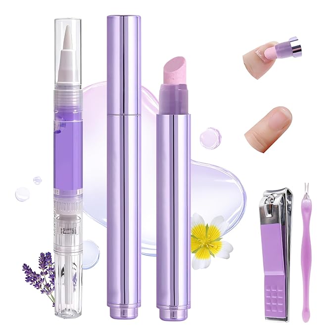 Ceramic Cuticle Oil Pusher Pen: 3-in-1 Nail Cuticle Remover Oil Pen With Tools - Nail Care Oil Cuticle Pusher with Ceramic Tip for Hangnails & Dry & Damaged Nail