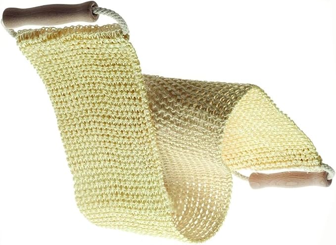 Premium Sisal Exfoliating Back Strap Shower Brush Rub Exfoliating Dead Skin Shower Bath Towel Skin Care Bath Towel Scrubber Natural Sisal Back Strap with Wooden Handle for Home Shower SPA Scrubber