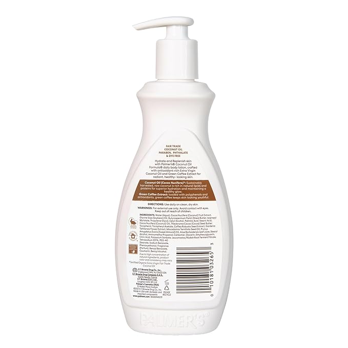 Palmer's Coconut Oil Formula Body Lotion for Dry Skin,Hand & Body Moisturizer with Green Coffee Extract & Vitamin E,Pump Bottle,13.5 Fl Oz,(Pack of 2)