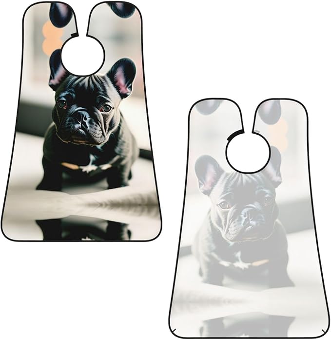 Adorable French Bulldog Print Beard Bib Apron For Men, Beard Hair Catcher For Men Shaving Trimming,Beard Cape Cloth, Black