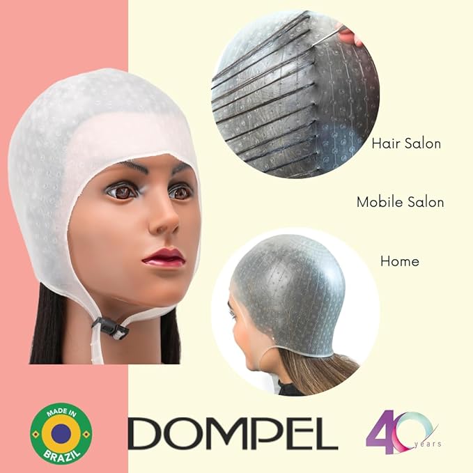 Dompel Silicone Athenas Highlight Hair Caps for Salon-Quality Highlights | Suitable for All Hair Types | White | Model 400-SA (2 PCS)