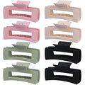 8 Pcs Large Hair Claw Clips 4.1 Inch Non-slip Big Square Matte Hair Claws for Women, Strong Hold Banana Clip for Thick Thin Hair(White/Green/Pink/Black)
