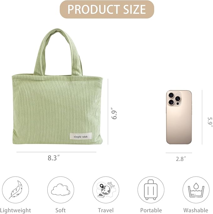 Wudygirl Makeup Bag Travel Cosmetic Bag for Women Small Makeup Pouch with Handle Zipper Cosmetic Pouch Handbag Aesthetic (Light Green)