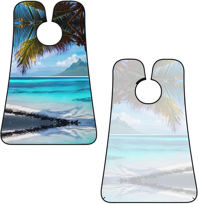 Tahiti Beach Print Beard Bib Shaving Apron, Beard Hair Trimming Cape Gift For Dad