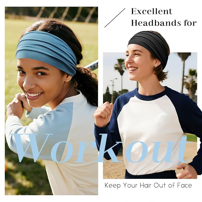Fabric Headbands for Women, Sweat Bands Headbands for Sports, 12 Pieces