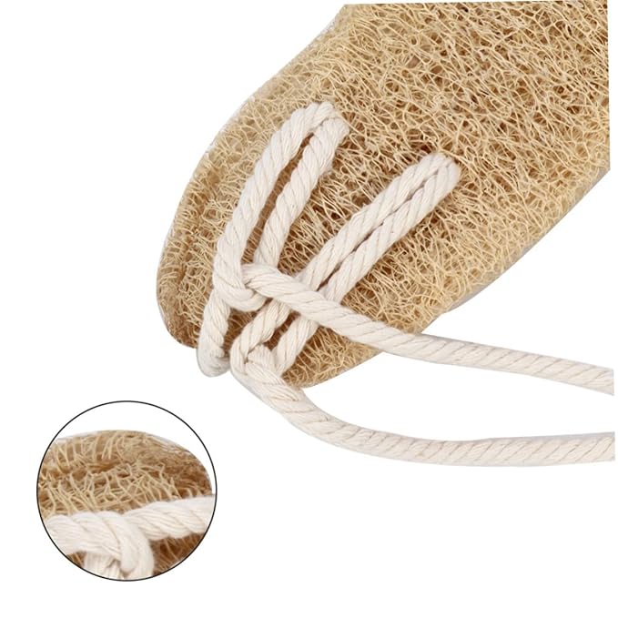 FRCOLOR Exfoliating Loofah Back Scrubber Strap for Shower Double-sided Body Wash Tool for Deep Cleansing Natural Cotton Rope Back Washer for Easy Bathing for Men Women