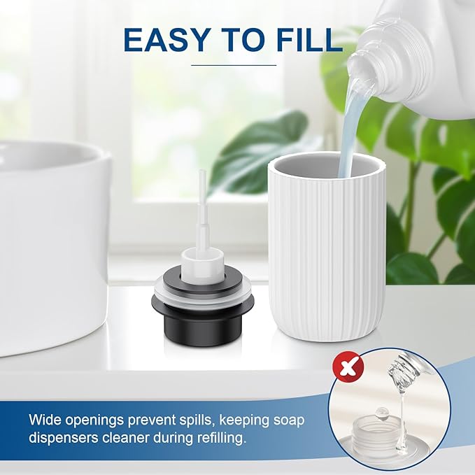 Ceramic Foaming Soap Dispenser, 12 oz Bathroom Foam Hand Soap Dispenser, Refillable Lotion Soap Dispenser with Removable Pump for Kitchen Hand Wash Dispenser, Modern Home Decor(White)