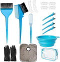 Hair Dye Color Brush and Bowl Set, Color Bowl Brushes Tool Mixing Bowl Kit Tint Comb for Hair Tint Dying Coloring Applicator (Gray&Blue)