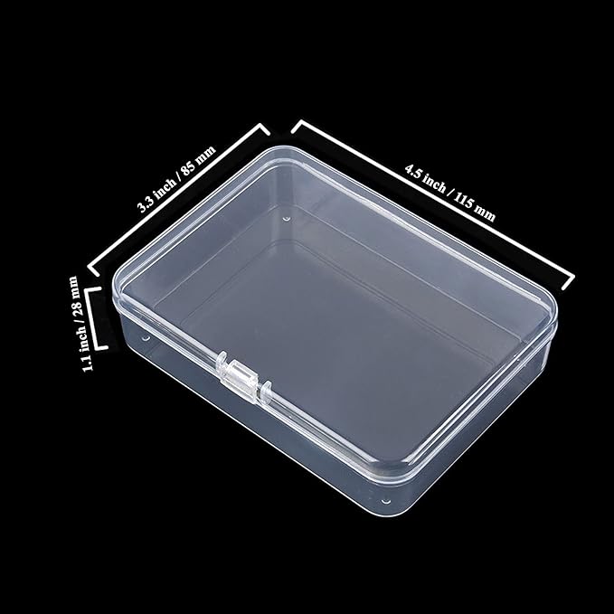 12 Pack Rectangular Clear Plastic Storage Containers Box with Hinged Lid for Beads and Other Small Craft Items (4.5 x 3.3 x 1.1 inch)