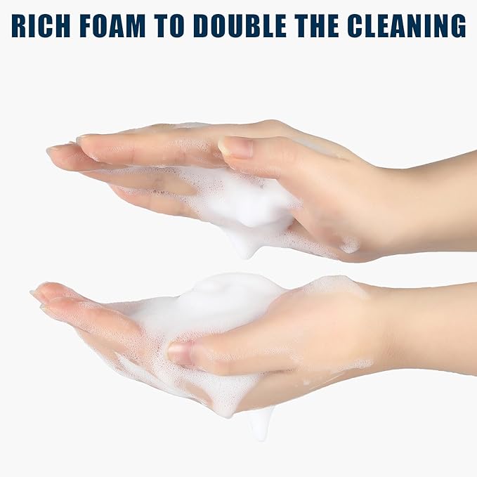 Doiliese Glass Foaming Hand Soap Dispenser, 10 oz Easy Refill Glass Soap Dispenser, Foam Dispenser with Stainless Steel Pump & Waterproof Labels, Clear Foam Soap Bottle for Bathroom Countertop