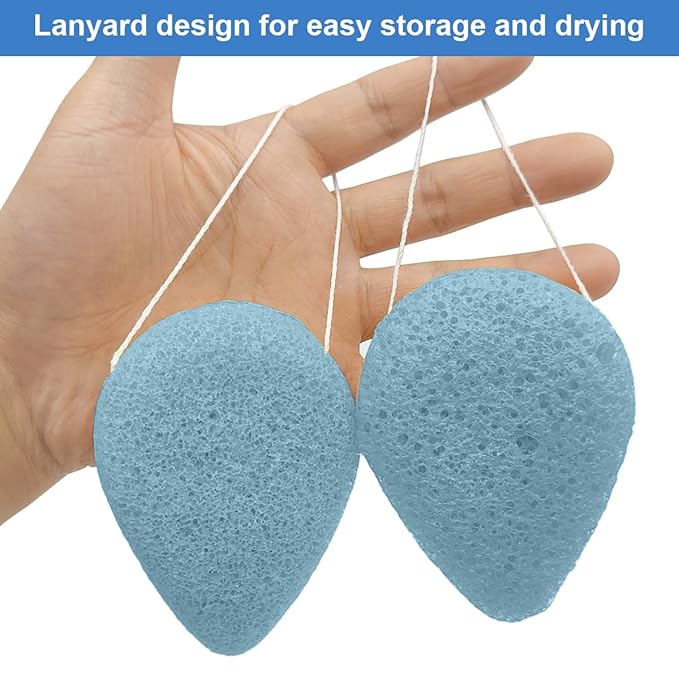 Light Blue Facial Cleansing Sponge 4-Pack with Box | SourceTon Soft Plant-Based Face Scrubber Exfoliator | Gentle Facial Sponge for Deep Pore Cleansing & Daily Exfoliating Pads for All Skin Types