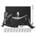 Megan beard shaping tool,5 piece set beard shaper for man - include professional straight edge razor,template guide,10 count of double edge blades,barber pencil and stainless steel scissors.