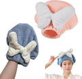 2 Pack Microfiber Hair Towel Micro Fiber Hair Drying Caps with Large Bow Hair Towel Cap Absorbent Hair Turban Wraps Head Towels for Women Girls Daughter Curly Thick Long Hair Bath Shower
