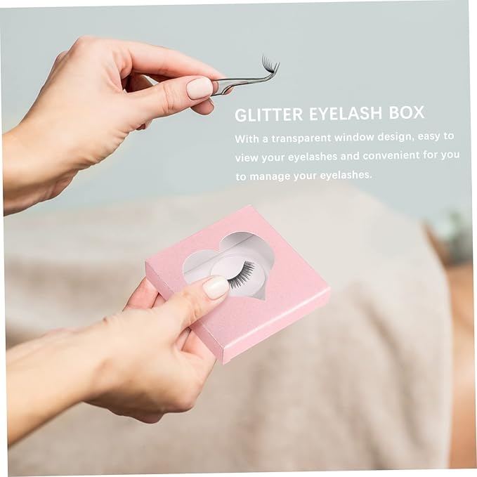 Beaupretty 50pcs Empty False Eyelash Organizer Case Glitter Design for Easy Storage for Makeup Artists and Beauty Enthusiasts