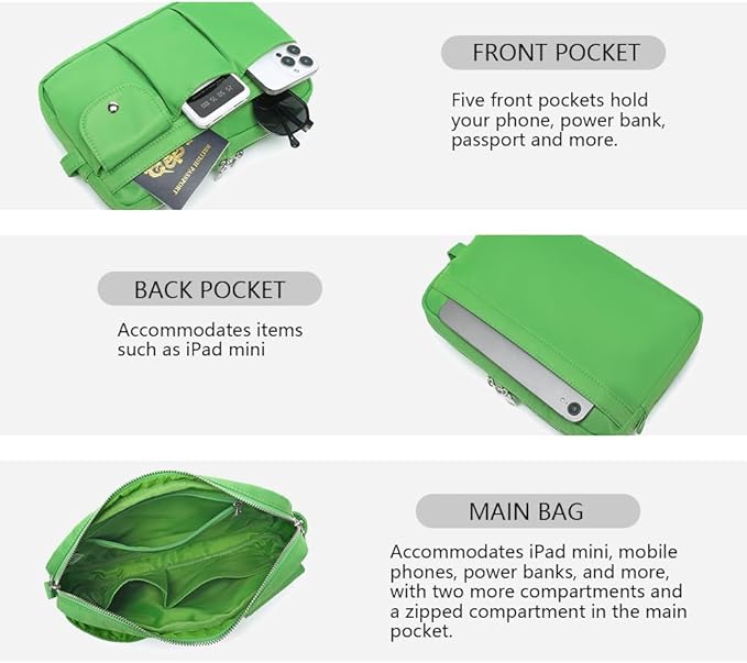 Storage Bag-arge Cosmetic Bag for Women Travel Makeup Bag Zip Up Bag Pure Cotton Canvas Can be Suspended (Grass Green)
