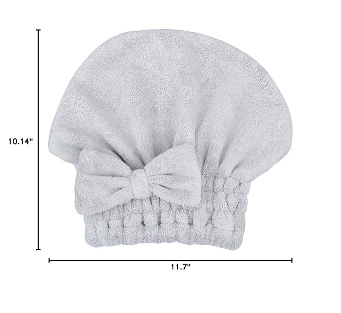 Microfiber Hair Drying Towels Head wrap with Bow-Knot Shower Cap Hair Turban hairWrap Bath Cap for Curly Long & Wet Hair Gift for Women
