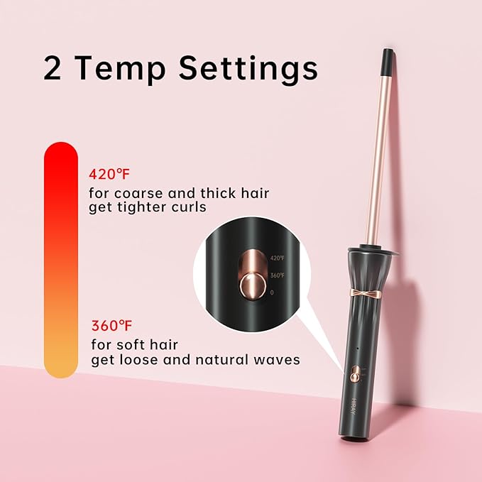 Hahahope 3/8 Inch Curling Iron,9mm Tiny Curling Wand,Ceramic Small Barrel Curling Iron with Adjustable Temperature,Fast Heating,for Short & Long Hair