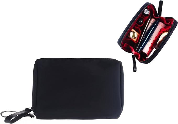 Small Makeup Bag for Purse Portable Waterproof Cosmetic Bag Travel Makeup Pouch for Women (Inner red, Square)