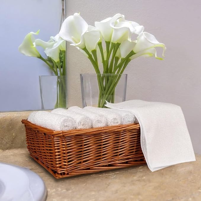 Orighty Microfiber Washcloths Bulk Towels Set 100 Pack, Highly Absorbent and Soft Feel Face Cloths, Multi-Purpose Wash Cloths & Hand Towels for Bathroom, Hotel, Spa, and Gym, 12x12 Inch, White