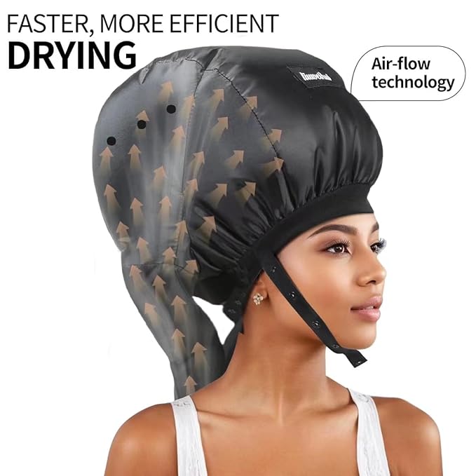 Hooded Hair Dryer， Ideal Hair Diffuser for Curly Hair， Your Ultimate Solution - Spacious Capacity Blow Dryer Cap for Rapid Styling of Curls（Size Medium）