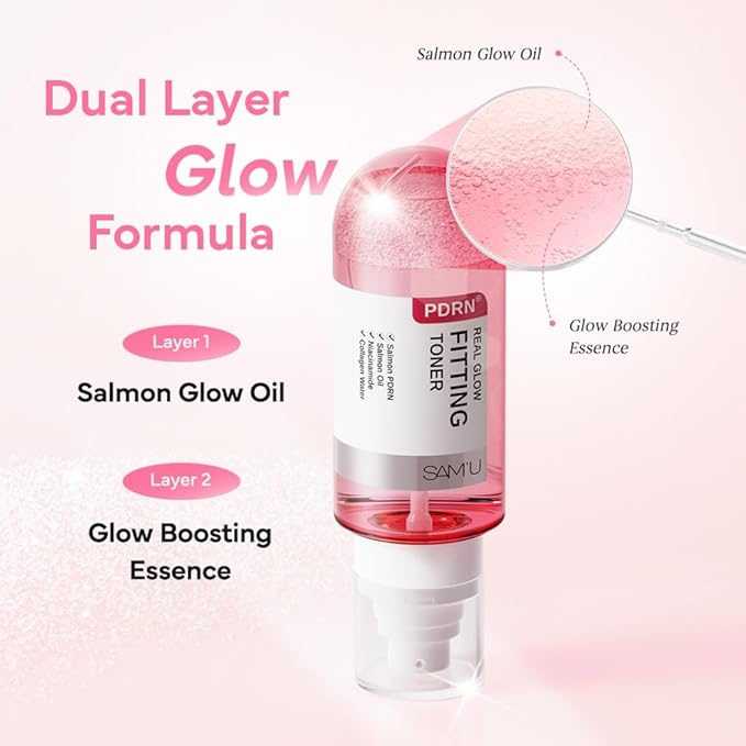 SAM'U PDRN Real Glow Fitting Toner – Hydrating Toner Spray, Soothing & PDRN Salmon DNA Facial Mist with Collagen Water & 7 Hyaluronic Acid, Korean Skin Care, 5.05 fl. oz / 150 mL