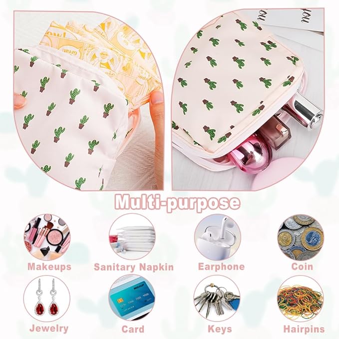 6 Pcs Sanitary Napkin Storage Bag, Portable Waterproof Period Pouch with Zipper, Small First Period Pad Bag Feminine Care with Lanyards for Women Teen Girls School Office Supplies