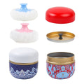 2 Pcs Body Powder Puff and Container Large with Powder Puffs Empty Bath Dusting Powder Box for Women Red & White