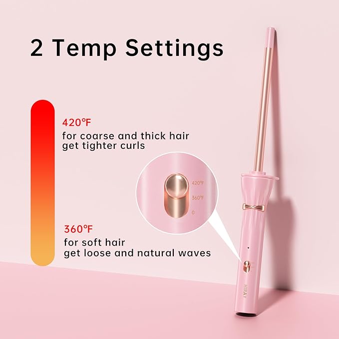 Hahahope 3/8 Inch Skinny Curling Iron & Wand, 9mm Mini Barrel for Short & Long Hair, Dual Voltage with 2 Heat Settings, Fast Heat Ceramic Curler