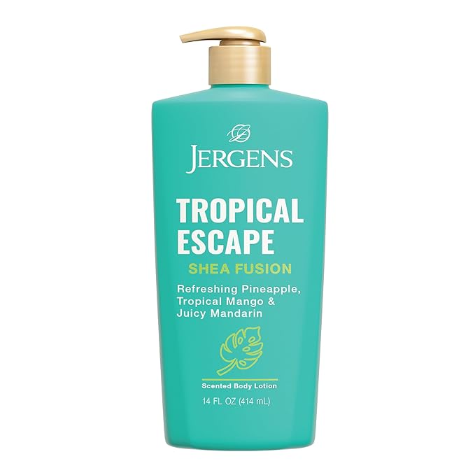 Jergens Shea Fusion Tropical Escape Body Lotion, Moisturizer with Shea Butter & Vitamin E, 14 Fl Oz