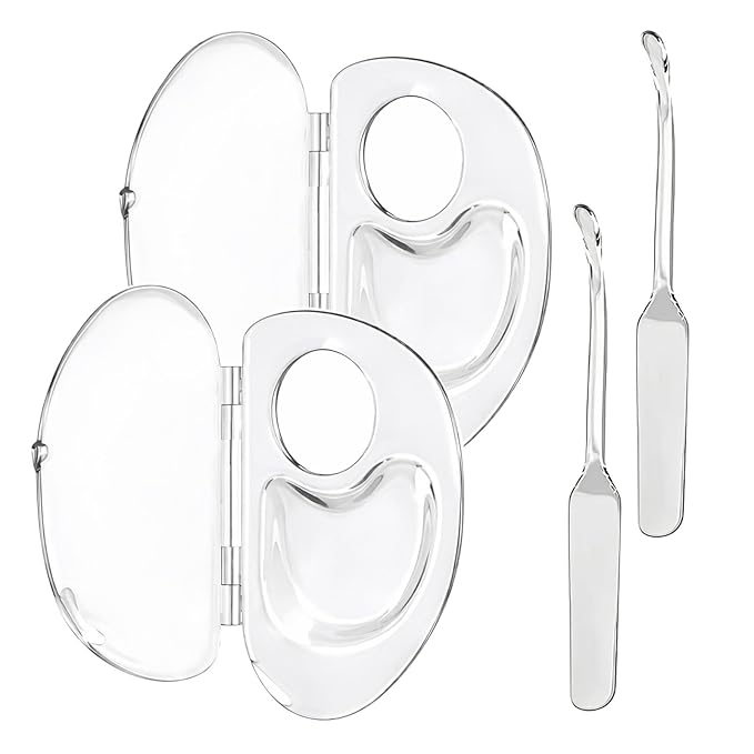 2 PCS Transparent Acrylic Makeup Mixing Palette with Sealed Storage – Liquid Foundation Holder, Nail & Pigment Blending Board