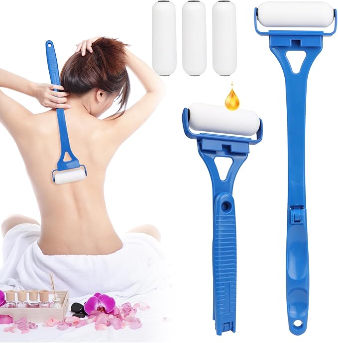 Back Lotion Applicator for Women, Foldable Long Handle Lotion Back Applicator, 3 Reusable Foam Rollers, Effortlessly Apply Moisturizer to Your Back, Ideal Back Lotion Applicator for Skin Cream, Oils