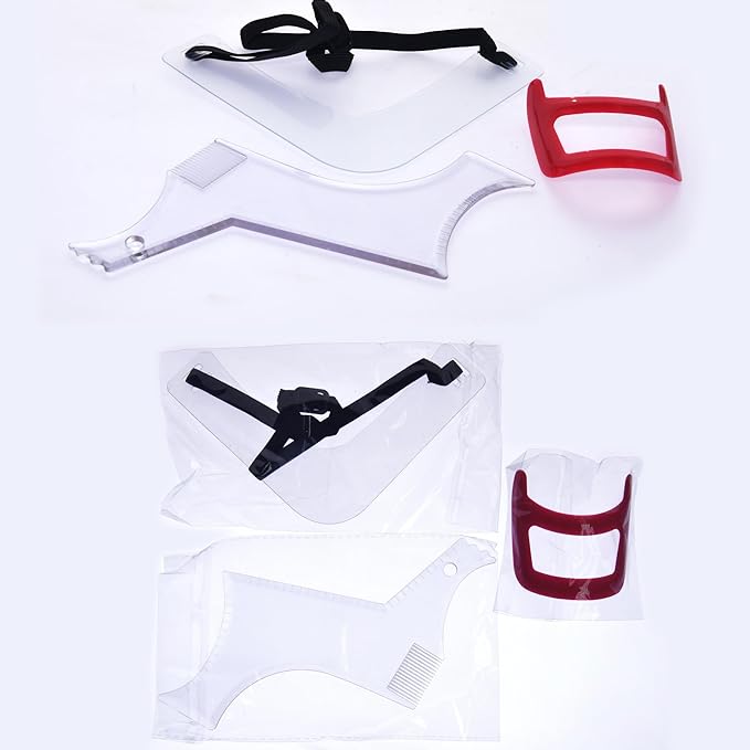 Beard Trimming Guide Tool, 3Pcs Neckline Shaping Goatee Mustache Grooming Facial Hair Styling Template Face Hair Ruler Combs