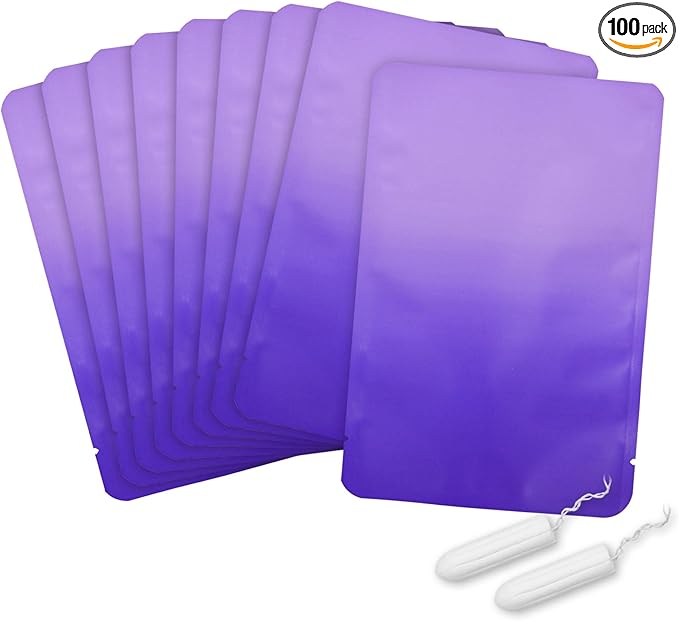 Tampon Disposal Bags, Set of 100 Sanitary Disposal Bags, Close Block Odor, Waterproof and Leak-Proof, Small and Easy to Carry, Hide Tampon and Small Pads (Gradient Purple)