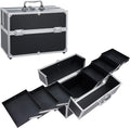 Hododou Makuep Train Case Extra Large 6 Trays Makeup Box Travel Case Professional Cosmetic Storage for Makeup Artist, Nail Tech, Hairstylists Salon Barber Case with Lockable Handle PRO Black