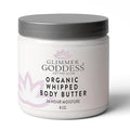 Glimmer Goddess Organic Whipped Body Butter for Women - Moisturizer Cream with Shea & Cocoa Butter, Almonds & Coconut Oil - Rose Geranium Lavender, 8oz