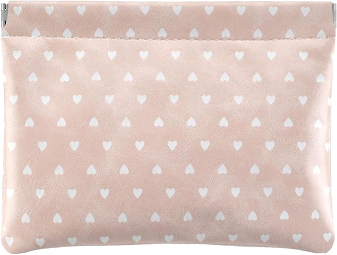 Hearts Leather Makeup Pouch Set for Women Small Make Up Bag for Purse Waterproof Initial Makeup Cosmetic Bags Pouches for Purse Aesthetic Travel Toiletry Bag,Nude Pink