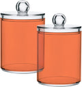 Coral Qtip Holder Organizer Dispenser Cotton Swabs Cans Plastic Jars with Lid Set 2 Pack Bathroom Storage Canister for Cotton Ball Floss Cotton Pads