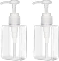150ml (5.1oz) Pump Bottle Dispenser Jansburg 2 Pack Refillable Flat Square Plastic Lotion Dispenser Leakproof Empty Lotion Pump Bottle for Essential Oil Soap Lotion Shampoo Clear