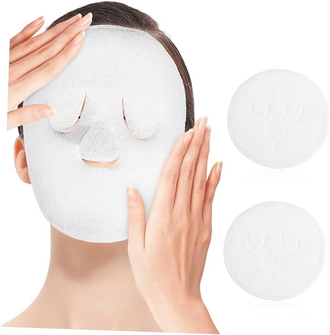 2Pcs Coral Fleece Hot Compress Towel Mask Reusable Facial Care Towels for Skin Cooling and Soothing White Color for and Beauty Treatments