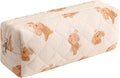 Cute Floral Makeup Brush Bag Small Cotton Quilted Cosmetic Bag for Women Travel Toiletry Zipper Make Up Pouch (Little dog)