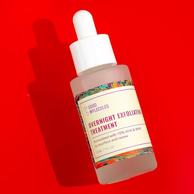 Good Molecules Overnight Exfoliating Treatment Pack 3 – 1 fl oz / 30 ml Each | Lightweight Face Exfoliator with AHA & BHA, Glycolic & Salicylic Acid
