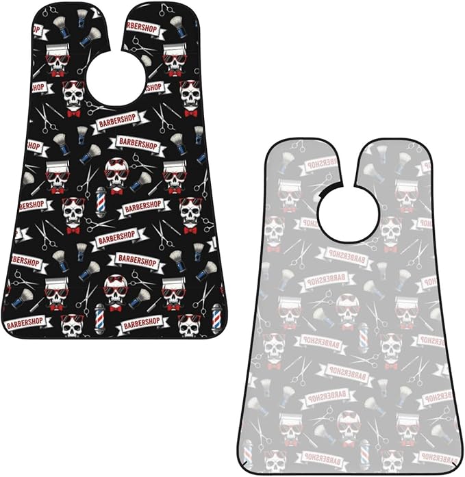 Beard Hair Catcher Bib, Waterproof Non-Stick Grooming Apron for Shaving Trimming, Perfect for Men Dad, Cool Funny Skull Tools Vintage Barber Shop Shave Bib