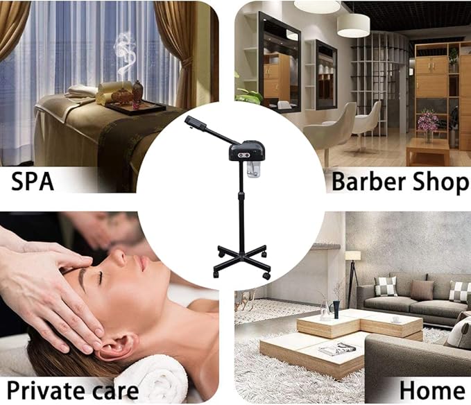 Professional Facial Steamer Tools for Esthetician, Skin Care and Deep Cleaning, 2 in 1 Face Machine, Ozone Face Steamer for Facial, Hot Mist Skincare for Spa, Salon and Home Use (Black)
