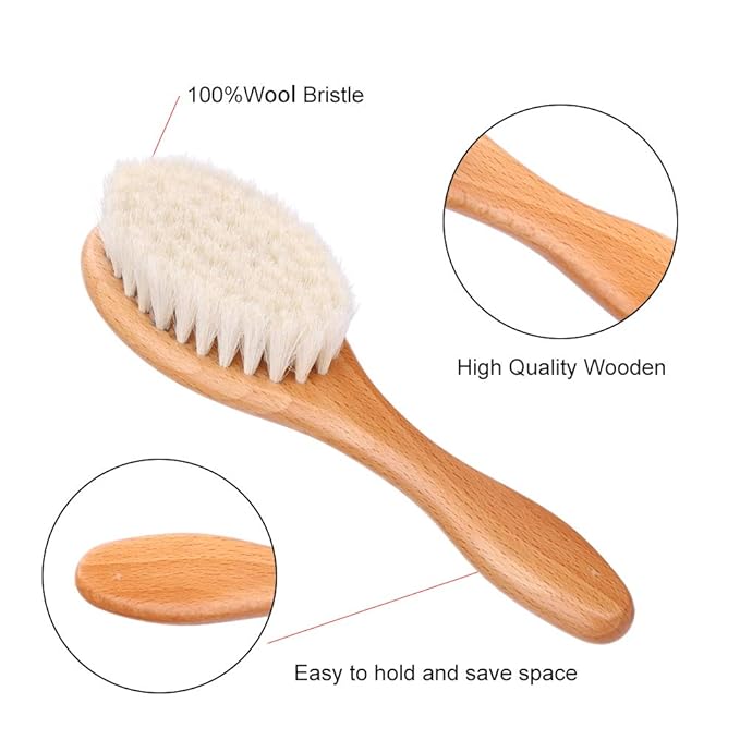 Barber Fade Brush, Beard Brush, Styling Cleaning Brush, Neck Duster Brush with Wooden Handle for Men Beard Styling Cutting Supplies (Short)