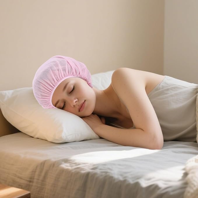 4pcs Mesh Hair Net for Sleeping, Net Plopping Cap for Drying Curly Hair, Curly Hair Drying Cap for Women Sleeping Dry Hairs, Kitchen Home Use (Black, Navy, Dark Blue, Gray)