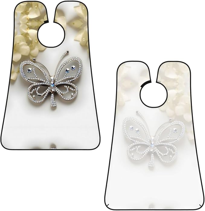 Rhinestone Butterfly And Flower Print Beard Bib Apron For Men, Beard Hair Catcher For Men Shaving Trimming,Beard Cape Cloth