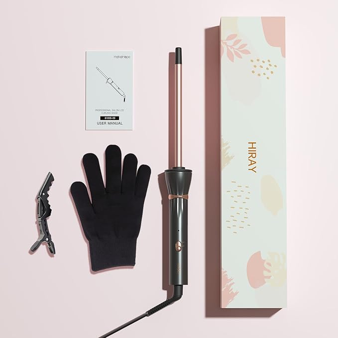 Hahahope 3/8 Inch Curling Iron,9mm Tiny Curling Wand,Ceramic Small Barrel Curling Iron with Adjustable Temperature,Fast Heating,for Short & Long Hair