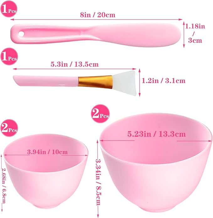 4Pcs Silicone Facial Mask Bowl DIY Face Mask Mixing Bowl for for Home Salon Spa Face Skin Applicator Bowl, Pink