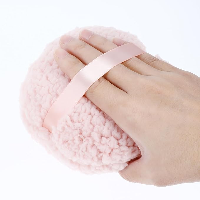 6'' Body Powder Puff - Ultra Soft, Large Round Velour, Reusable Face & Body Powder Applicator