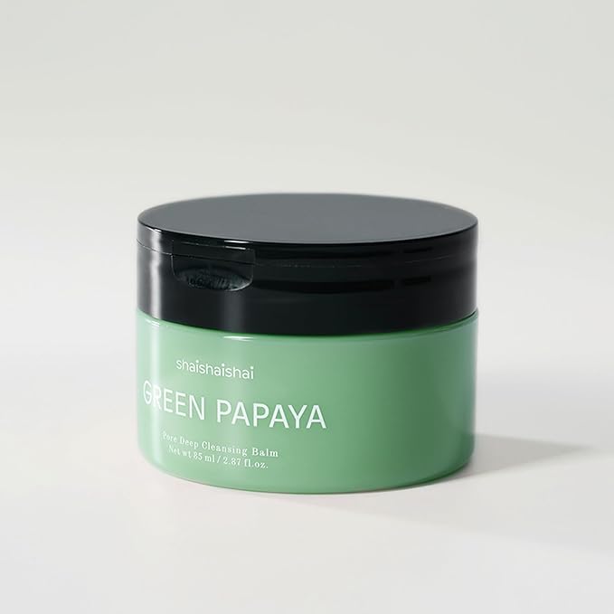 shaishaishai GREEN PAPAYA Pore Deep Cleansing Balm, Makeup Remover, Gentle Exfoliating, Pore Cleaner, Black Head Remover for Face, Oil Cleanser with Jojoba Oil, Korean Skin Care, 2.87oz